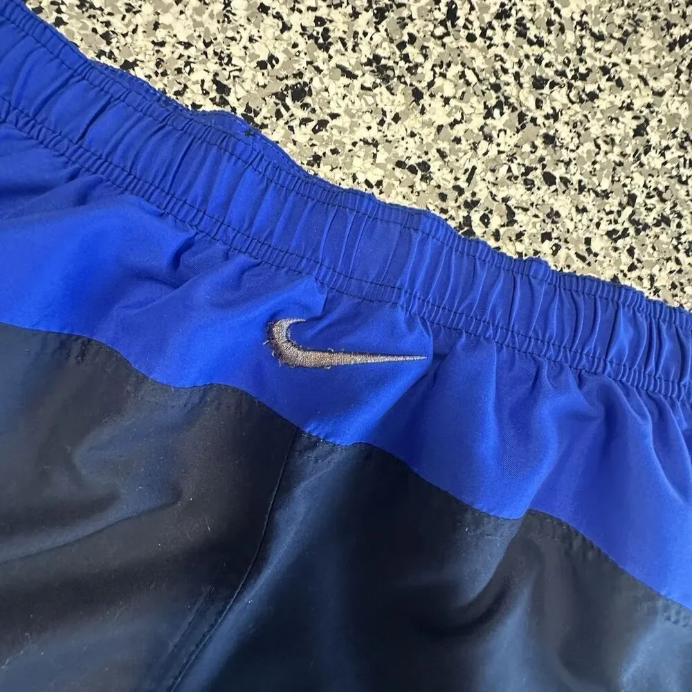 Nike Board Shorts Men's Large Swim Trunks Navy Blue Embroidery Mesh Y2K 00s